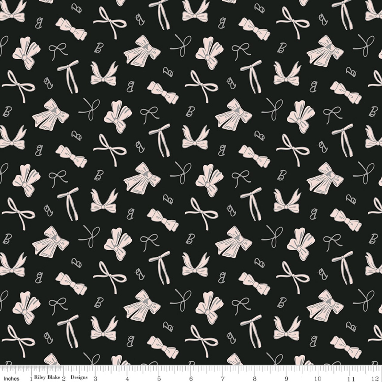 Bows in Black (c16893-black) | Barbie Vintage | Riley Blake Designs | Riley Blake